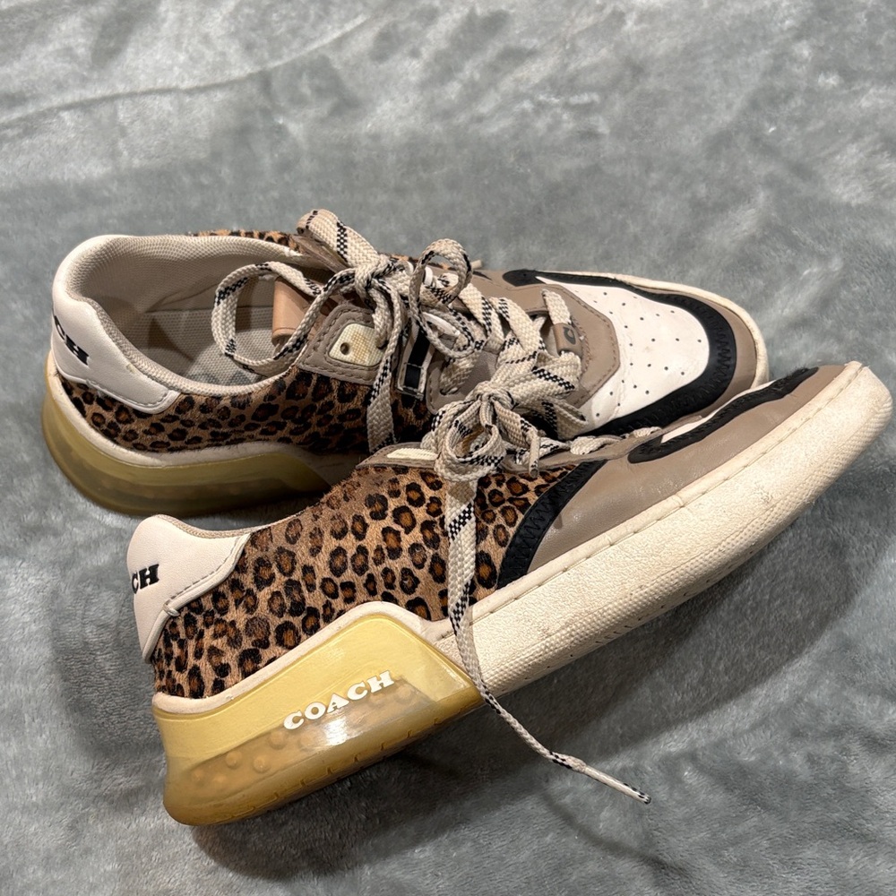 Coach Leopard-Print Low Top Sneakers in Brown, Tan & Black